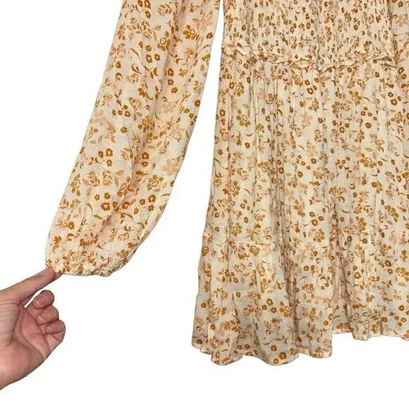 Altard state boho floral smocked puff sleeve mini dress - Picture 9 of 13